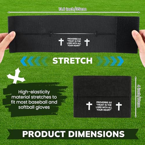 Simgoing Christian Cross Softball Glove Wrap with Bible Verse Speeds Up Break in Process Baseball & Softball Elastic Mitt Glove Strap Band Keep Pocket Formed Ideal for Players of All Ages - style: Bible Style