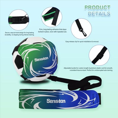 Senston Soccer/Volleyball Training Belt-Fits Ball Size 3, 4, and 5-Universal Training Belt for Youth & Adult Athletes, Flexible Length Design (Durable Nylon Material) - color: Green