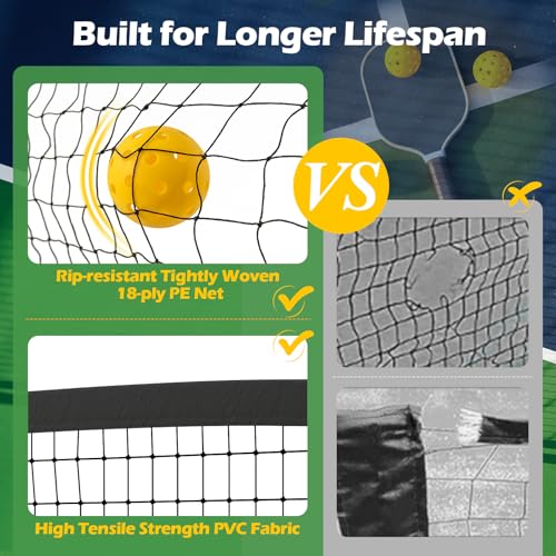 Goplus Portable Pickleball Net, 22FT Regulation Size Pickle Ball Net System with Strong Metal Frame, PE Net, Carry Bag, Ideal for Outdoor Indoor Driveway Backyard