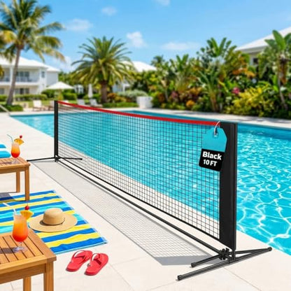 10FT Adjustable Multi Sport Net with 3-5FT Height, Portable Sports Net Set with Carry Bag, for Badminton, Tennis, Pickleball, Volleyball & Soccer Tennis, Indoor Outdoor Backyard Use