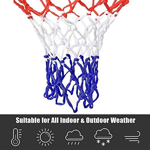 Replacement Basketball Net,Fits Standard Indoor or Outdoor Rims,Basketball Hoop Net Replacement,Red White Blue Bold Polyester Braided Rope,All Weather Anti Whip,for MiniBasketball Hoop Fits