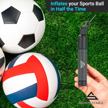 Dual Action Ball Pump with 5 Needles — Soccer Ball, Basketball, Football & Volleyball Pump | Inflates on Push & Pull | Compact Kit Bag Size