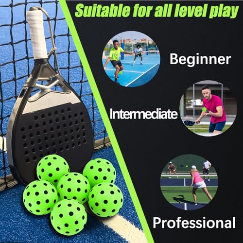 CEYAZYE 6 Pcs Silent Pickleball Balls, Soft Foam Balls for Indoor and Outdoor Practice, Low-Noise and Durable, Pickle Ball for Beginners Adult Outdoor Training