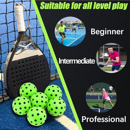 CEYAZYE 6 Pcs Silent Pickleball Balls, Soft Foam Balls for Indoor and Outdoor Practice, Low-Noise and Durable, Pickle Ball for Beginners Adult Outdoor Training