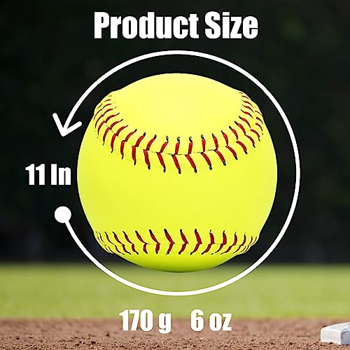 4Pack Softball 12 Inch Slow Pitch Official Size and Weight Autograph Softball Training Ball for Games, Soft Toss, Batting, Fielding, Hitting, Pitching