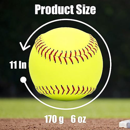 4Pack Softball 12 Inch Slow Pitch Official Size and Weight Autograph Softball Training Ball for Games, Soft Toss, Batting, Fielding, Hitting, Pitching
