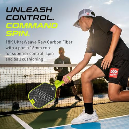 Selkirk Sport SLK Halo Raw Carbon Fiber Pickleball Paddle | Power, Pro and Control Pickleball Paddles | T700, 18K Ultraweave, Aramid Fiber LinkWeave | Designed & Controlled in USA - color: Control | Green | 2025, size: XL (Elongated Shape)