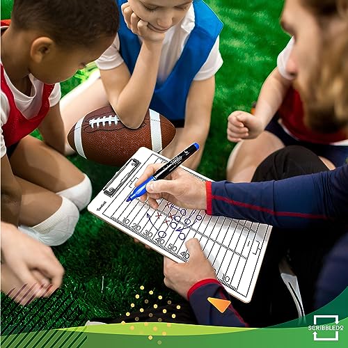 SCRIBBLEDO Football Dry Erase Board for Coaches 15x9 Double Sided Whiteboard Coaching Clipboard Equipment Football Accessories The Perfect Coach Gifts