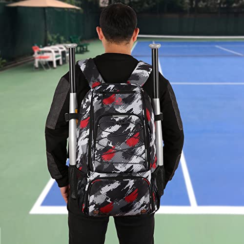 Sports Baseball&Softball Bat Bag For Youth｜Adults, Baseball Equipment Backpack Bag with Shoe Compartment,Fence Hook,Holds Bat, Helmet, Glove - color: Multicolor