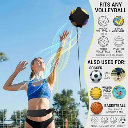 Volleyball Rebound Belt Trainer - Solo Practice Tool, Volleyball Training Equipment Aid to Master Serving Spike, Serve, Set & Pass Like a Pro - No More Ball Chasing, Volleyball Trainer Gift - color: Pink