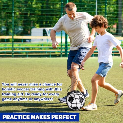 TOBWOLF Football Kick Trainer, Soccer Return Trainer Net Fits Ball Size 3, 4, 5, Hands-Free Soccer Kick Throw Training Aid