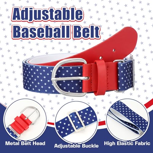 American Flag Baseball/softball Belt, USA Star Adjustable PU Leather Elastic Belt for Youth Sport Practice - size: Small