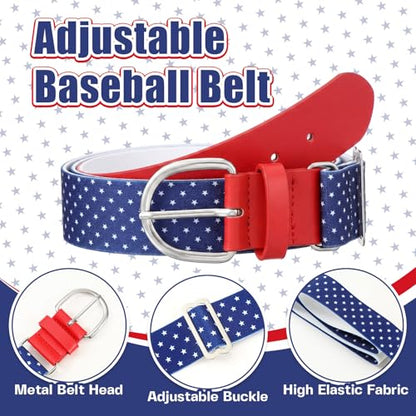 American Flag Baseball/softball Belt, USA Star Adjustable PU Leather Elastic Belt for Youth Sport Practice - size: Small