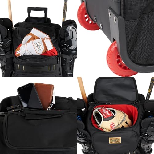 Rawlings | GOLD COLLECTION Wheeled Equipment Bag | Baseball/Softball | Multiple Styles - color: Black Camo