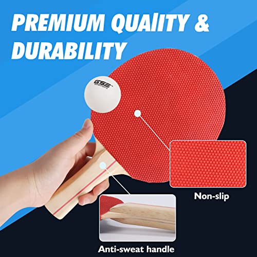 GSE Games & Sports Expert Adjustable Retractable Ping Pong Net Set & Post. Professional Table Tennis Rackets and Balls, Net with Posts and Storage Bag - Pingpong Paddle and Game Table Accessories. | Adjustable, Retractable, Post, Professional, Rackets, Ba