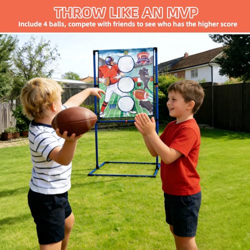 Football Toss Game Set with 4 Inflatable Balls – Football Throwing Target Toy for Kids Ages 8-12, Indoor & Outdoor Sports Activity for Boys and Girls Ages 3+