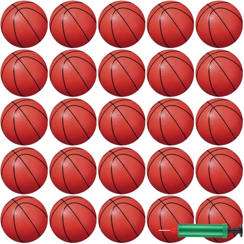 Leitee 30 Pcs 6 Inch Mini Basketballs with Pump Mini Hoop Outdoor Basketball Set for Toddlers Kids Replacement for Beach Pool Sports Beginner Ball Arcade Games Indoor Party Favors(Coffee Red)