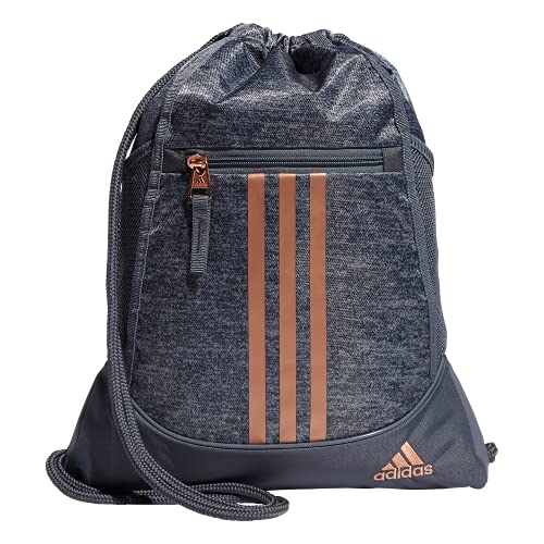 adidas Alliance Sackpack – Drawstring Backpack for Sports, Small Gym Bag - color: Jersey Onix Grey/Rose Gold/2