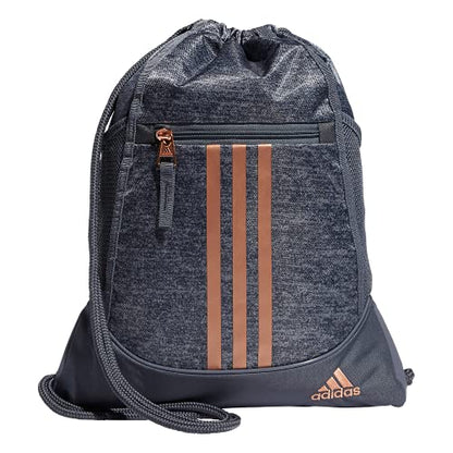 adidas Alliance Sackpack – Drawstring Backpack for Sports, Small Gym Bag - color: Jersey Onix Grey/Rose Gold/2