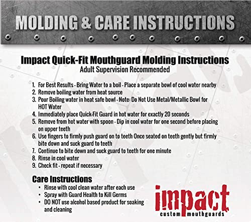 Impact Quick-Fit All Sports Mouthguard Boxing, MMA, Lacrosse, Football, Hockey, Basketball, Jiu-Jitsu, and More, Breathable Mouthguard for Adults, Metallic Red Fangs on Black