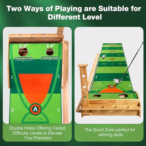 Wekin Indoor Putting Green with Auto Ball Return,11 Foot Golf Practice Putting Mat,Ideal Training Putting Mat for Beginners & Advanced Players