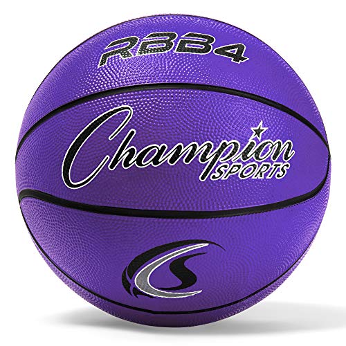 Champion Sports Rubber Basketballs – Durable Indoor & Outdoor Training & Recreational Game Balls, Multiple Sizes & Colors - color: Purple, style: Intermediate (Size 6 - 28.5")