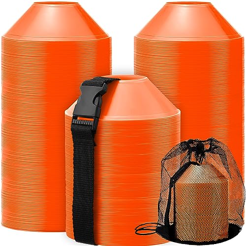 Hanaive 100 Pieces Mini Soccer Cones for Sport Drills 5 Inch Agility Disc Cones with Accessories for Kids Football Training - color: Orange