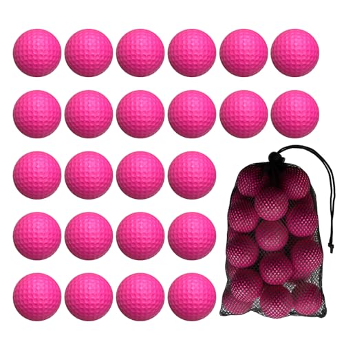 24 Pack Foam Golf Practice Balls,Practice Golf Balls for Backyard,Realistic Feel and Limited Flight Soft Golf Balls for Indoor or Outdoor Training - color: Pink