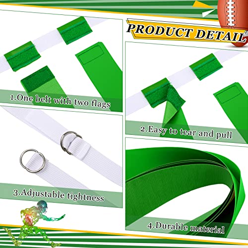 Sintege 14/28 Player Flag Football Belt Set, Adjustable Football Flag and Belts Gifts for Youth Adults Sports Training Event - color: Green