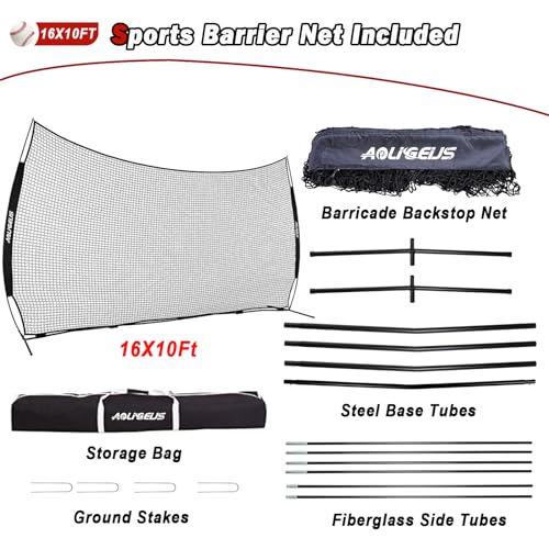 Sports Barrier Net,Sports Net,Barricade Backstop Net,Perfect for Baseball,Softball,Soccer, Basketball,Lacrosse - style: 16X10Ft-Black