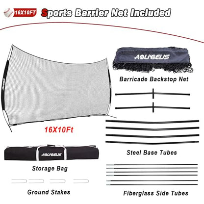 Sports Barrier Net,Sports Net,Barricade Backstop Net,Perfect for Baseball,Softball,Soccer, Basketball,Lacrosse - style: 16X10Ft-Black