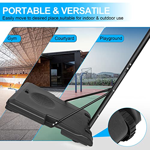 Portable Basketball Hoop System 5.6–7ft Adjustable Basketball Goal with 28 Inch Shatterproof Backboard, Heavy Duty Basketball Stand with Wheels, Indoor Outdoor Basketball Hoop for Kids Youth Driveway