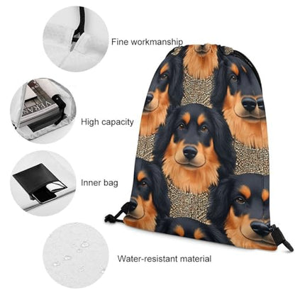Drawstring Backpack Gym Sackpack Lightweight Waterproof String Bag for Sports Travel Yoga Beach Swimming, Men Women Unisex, Rottweilers Dog Bags - color: Picture (1009)
