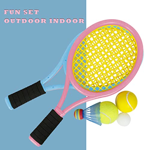 Kids Tennis Rackets with Carrying Bag,Soft Training Balls and Badminton Birdies,12 in 1 Tennis Racquets Gift Set for Children Outdoor Indoor Sports