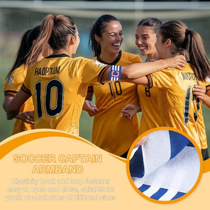 MECCANIXITY Soccer Captain Armband, Nylon Captain Arm Band for Soccer Elastic Captain C Arm Band Sports Captain Armbands for Football Team Training Youth & Adult - color: Navy Blue