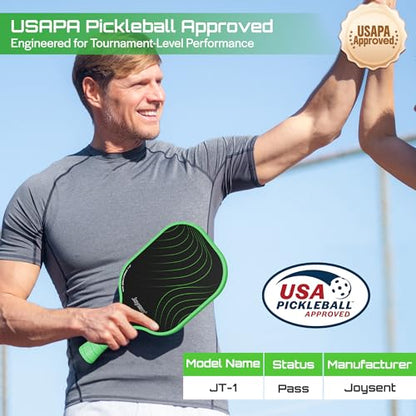 Pickleball Paddles Set, USAPA Approved Carbon Fiber Pickleball Set of 2 with Beginner Pickleball Rackets, Indoor Outdoor Pickle Balls for Adults Men Women, JT-1