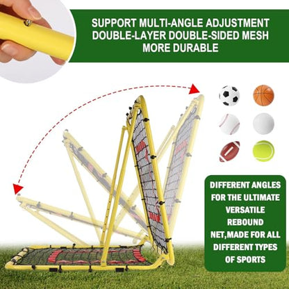 BaseGoal Baseball and Softball Rebounder Net,Baseball Rebounder,Volleyball Rebounder,Pitch Back Net,Multi-Sport Training Rebound Screen,with Pitching Target,Easy Adjustable Angles - size: 33.5x33.5 IN, style: Yellow