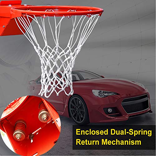Professional 180º Heavy Duty Breakaway Basketball Rim，18 inch Flex Rim Goal Replacement Fits 5"x5", 5"x4", 4"x3"，5"x3" Hole Pattern Backboard - color: 2-Double spring