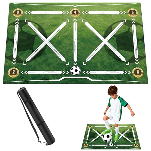 Soccer Footwork Training Mat with Storage Bag | Agility & Footwork Drill Mat for Indoor & Outdoor Use, 35''x24''