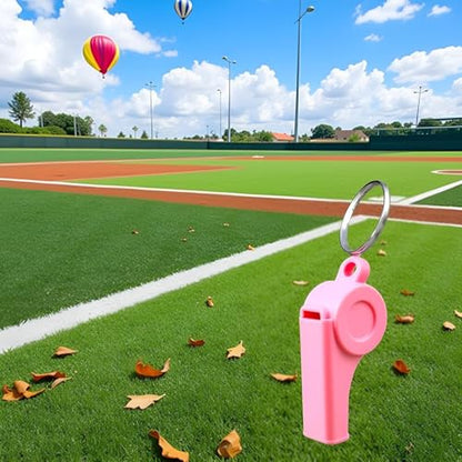 Pink Sports Whistle with Adjustable Wrist Strap - High-Frequency Sound for Coaches, Referees and Team Sports, Durable Plastic Emergency Whistle for Soccer, Baseball and Outdoor Safety（2Pcs）