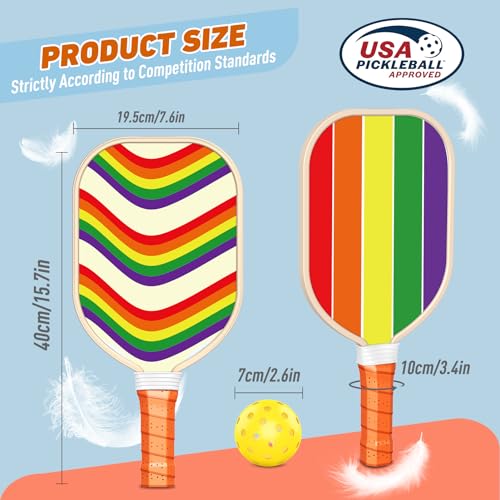 Pickleball Paddles Set of 4, USAPA Approved Premium Wood Pickleball Set with 4 Pickleball Balls and 1 Carry Bag Pickleball Rackets with Ergonomic Cushion Grip for Women Youth