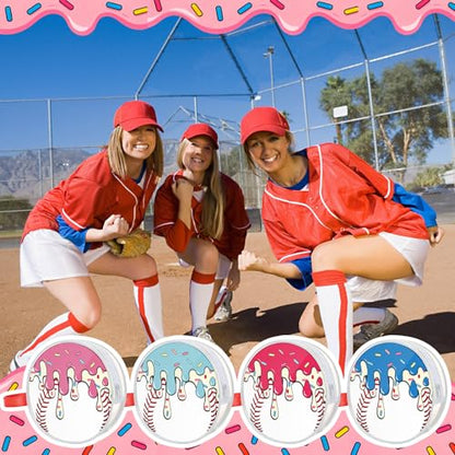Reginary 12 Pcs Ice Cream Drip Baseball Cosmetic Bag Gifts Accessories for Makeup Bags PVC Clear Cheer Base Ball Snack Goodies Case Toiletry Zipper Pouch Waterproof Travel for Baseball Team Gift - style: Ice Cream Print