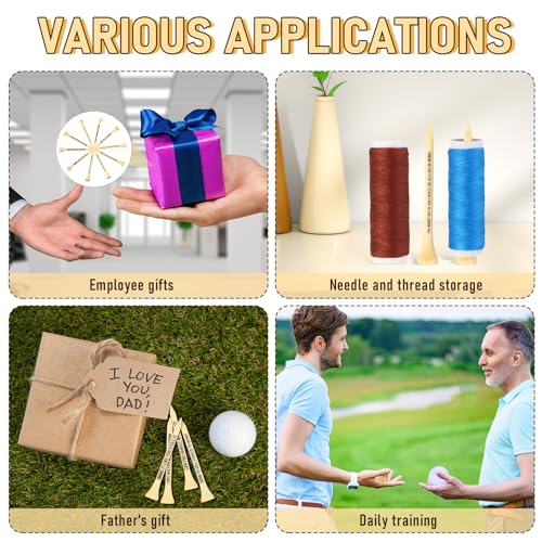 Hollowfly Father's Day Wood Golf Tees Bulk for Men 2-3/4 Inch Wooden Golf Tees Funny Birthday Gag Gifts for Men Grandpa Husband Lovers, 10 Style