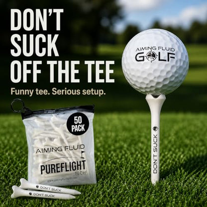 Don't Suck Collection - with Durable 4-Prong Golf Tee PureFlight Tech for Straighter and Longer Drives and Limited Edition Microfiber Magnetic Golfing Towel (16"x24")