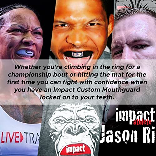 Impact Quick-Fit All Sports Mouthguard Boxing, MMA, Lacrosse, Football, Hockey, Basketball, Jiu-Jitsu, and More, Breathable Mouthguard for Adults, Metallic Red Fangs on Black