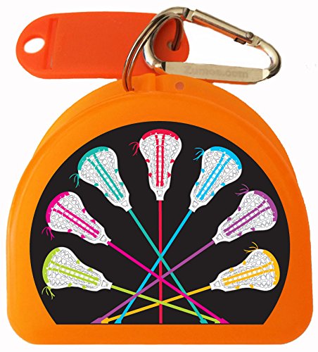 Lacrosse Mouthuard Retainer Case - Lacrosse Sticks (Orange) - color: Orange