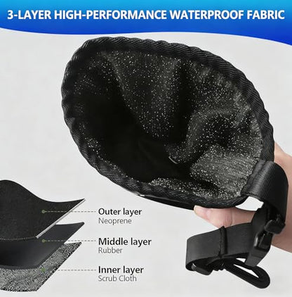 Golf Club and Golf Ball Cleaning Bag - Cleans Club Grooves Cleaner, Golf Bag Accessories,Waterproof Clean Face Tech, Detachable Clip, Machine Washable,Golfer Gifts for Men(Black)