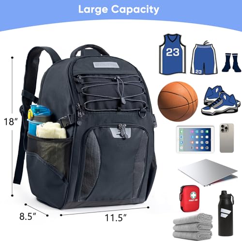 Basketball Bag Backpack with Ball Compartment & Shoe Pocket – Gym Bag for Basketball, Soccer, Football, Volleyball – Large Capacity Athletic Backpack for Youth & Adults, Basketball Gifts - color: Black Style B