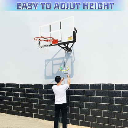 54.5" Wall Mounted Basketball Hoop ，Shatterproof PC Backboard Basketball Goal with Adjustable Height for Garage, Indoor & Outdoor Use