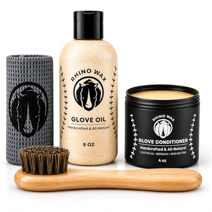 Rhino Wax - Baseball Glove Conditioner Kits - Clean, Condition, and Maintain Your Baseball Glove with one of Our 3 Maintenance Kits - Protect Your Mitts - Proudly Made in USA (Not China)
